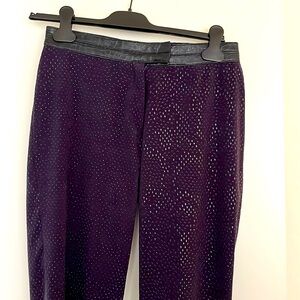 One-of-a-kind microfiber and vinyl pants